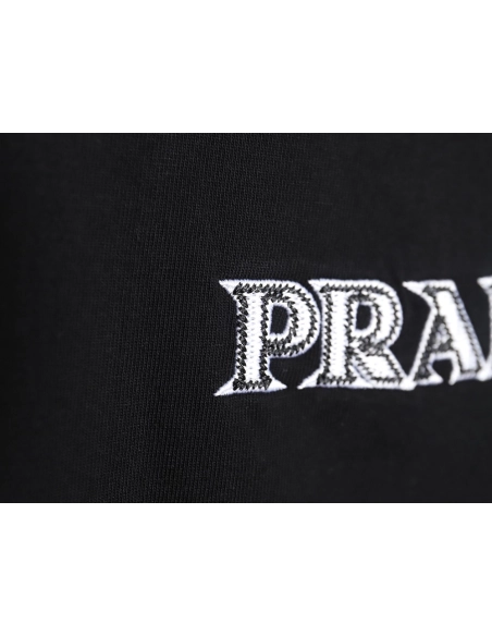 Prada 3D logo embroidered short-sleeved T-shirt,All order with free shipping Prada