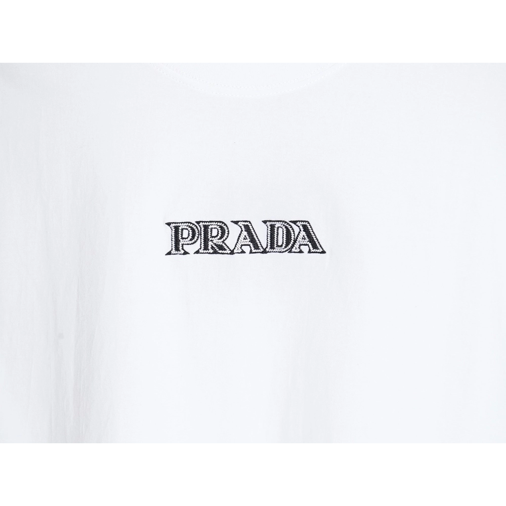 Prada 3D logo embroidered short-sleeved T-shirt,All order with free shipping Prada
