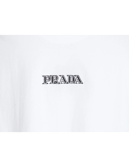 Prada 3D logo embroidered short-sleeved T-shirt,All order with free shipping Prada