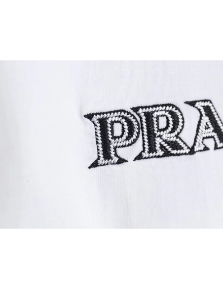 Prada 3D logo embroidered short-sleeved T-shirt,All order with free shipping Prada