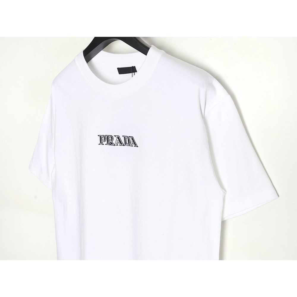 Prada 3D logo embroidered short-sleeved T-shirt,All order with free shipping Prada
