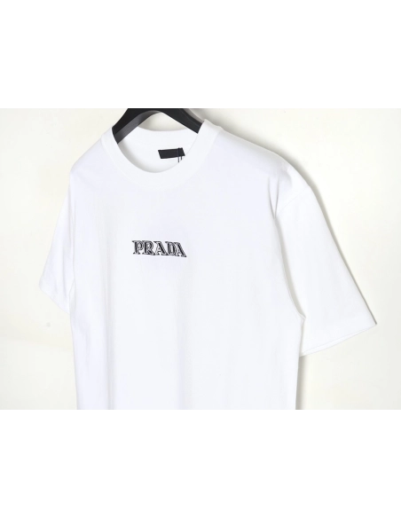 Prada 3D logo embroidered short-sleeved T-shirt,All order with free shipping Prada
