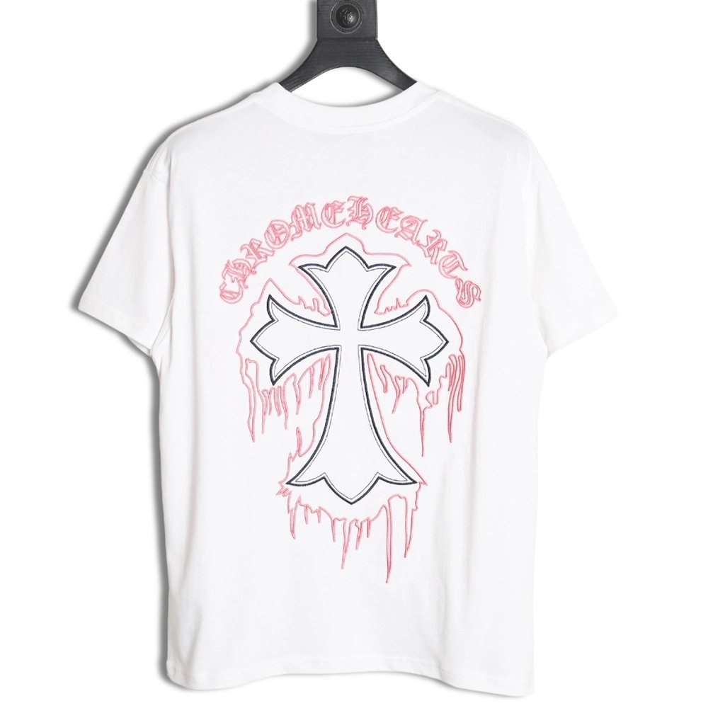 Chrome Hearts Cross Embroidered Short Sleeve T-Shirt TSK1,All order with free shipping Chrome Hearts with free shipping