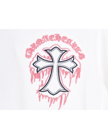 Chrome Hearts Cross Embroidered Short Sleeve T-Shirt TSK1,All order with free shipping Chrome Hearts with free shipping