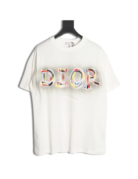 Dior new hand-painted letter short-sleeved T-shirt TSK1,All order with free shipping Dior