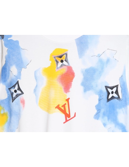 Reps Louis Vuitton Watercolor Graffiti Short Sleeve T-Shirt,All order with free shipping Reps Louis Vuitton