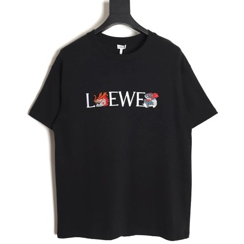 Loewe 24ss Dragon Year Limited Edition Logo Embroidered Short Sleeve T-shirt_TSK1,All order with free shipping Loewe