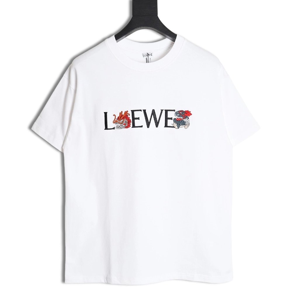 Loewe 24ss Dragon Year Limited Edition Logo Embroidered Short Sleeve T-shirt,All order with free shipping Loewe