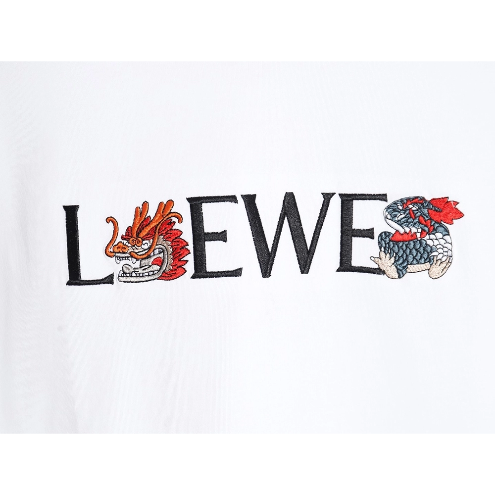 Loewe 24ss Dragon Year Limited Edition Logo Embroidered Short Sleeve T-shirt,All order with free shipping Loewe