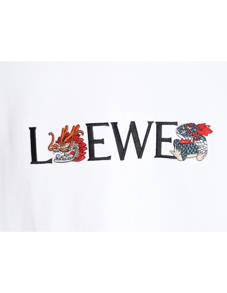 Loewe 24ss Dragon Year Limited Edition Logo Embroidered Short Sleeve T-shirt,All order with free shipping Loewe
