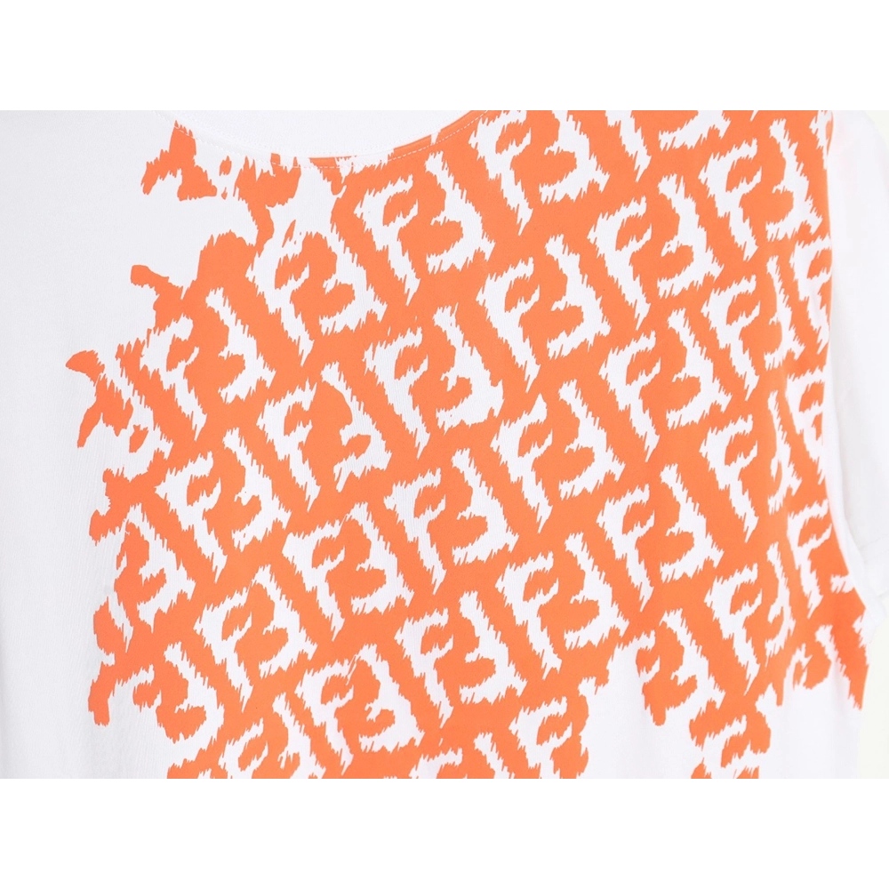 Fendi 24SS double F irregular ink-splashed print short-sleeved T-shirt,All order with free shipping Fendi