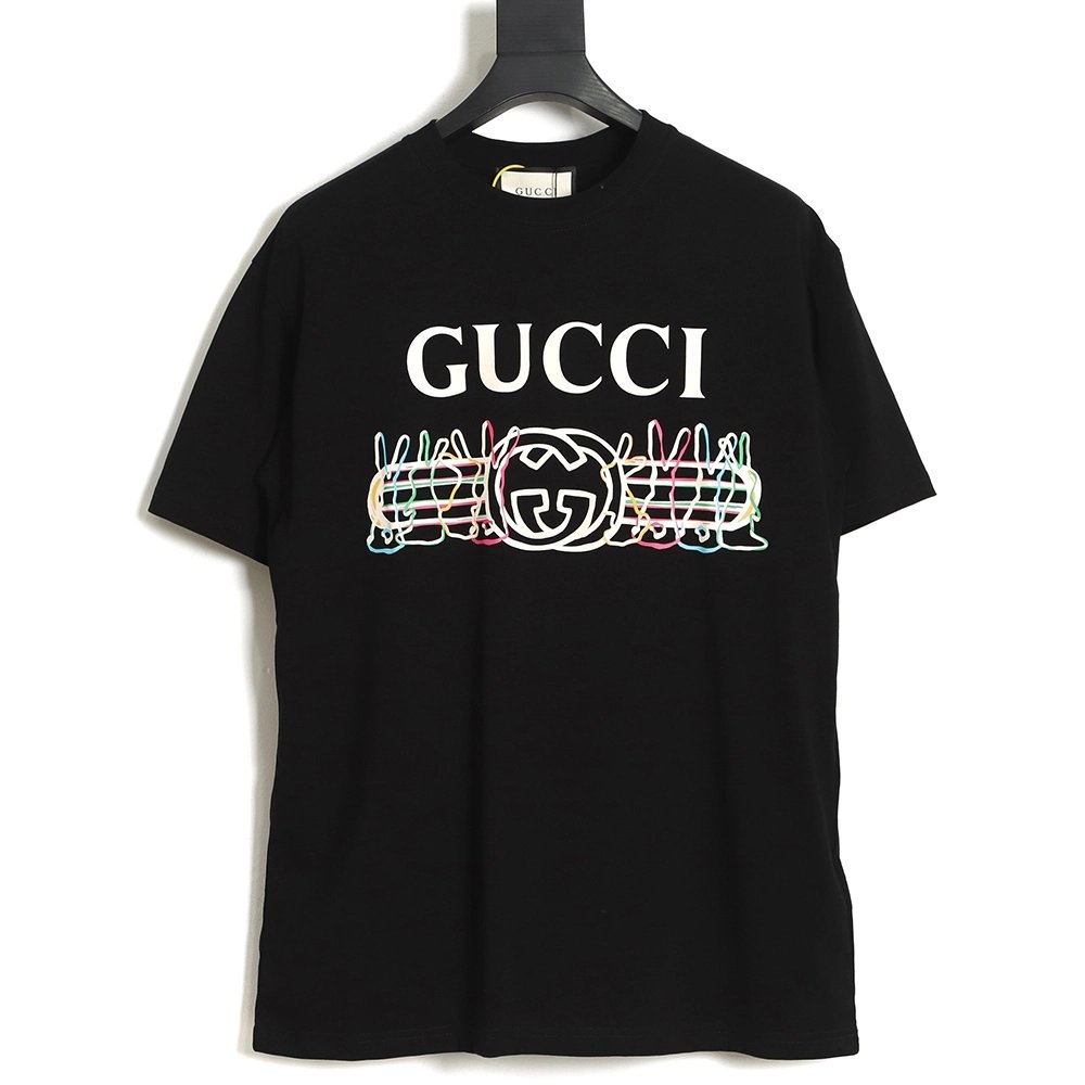 Reps Gucci Chinese New Year rabbit logo print cotton T-shirt TSK1,All order with free shipping Reps Gucci
