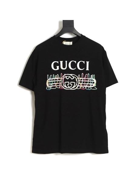 Reps Gucci Chinese New Year rabbit logo print cotton T-shirt TSK1,All order with free shipping Reps Gucci