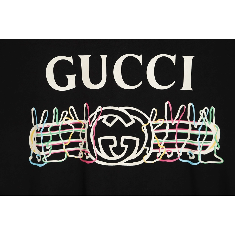 Reps Gucci Chinese New Year rabbit logo print cotton T-shirt TSK1,All order with free shipping Reps Gucci