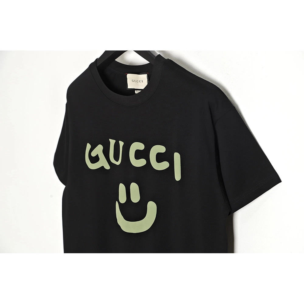 Reps Gucci Reps Gucci 23ss smiley face logo pattern foam three-dimensional printing short-sleeved T-shirt TSK1,All order with fr