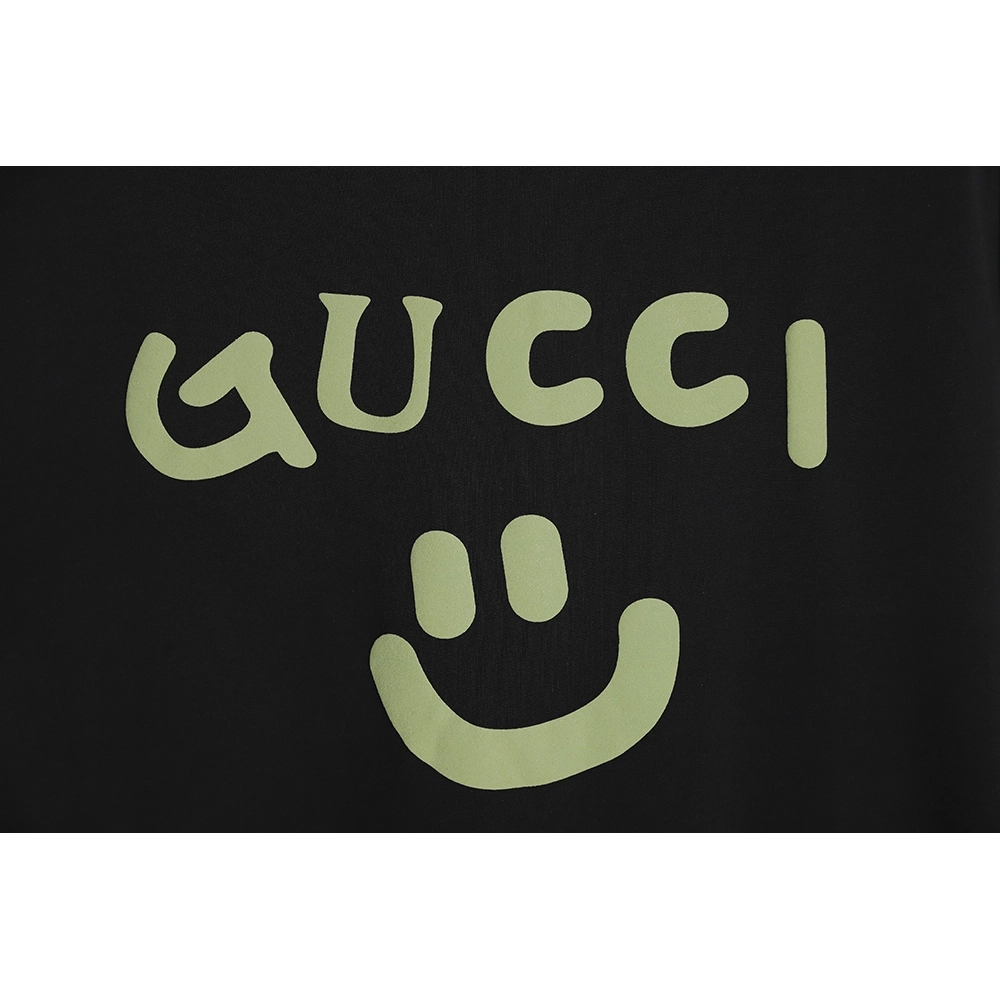 Reps Gucci Reps Gucci 23ss smiley face logo pattern foam three-dimensional printing short-sleeved T-shirt TSK1,All order with fr