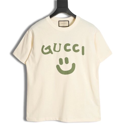 Reps Gucci Reps Gucci 23ss smiley face logo pattern foam three-dimensional printing short-sleeved T-shirt,All order with free sh