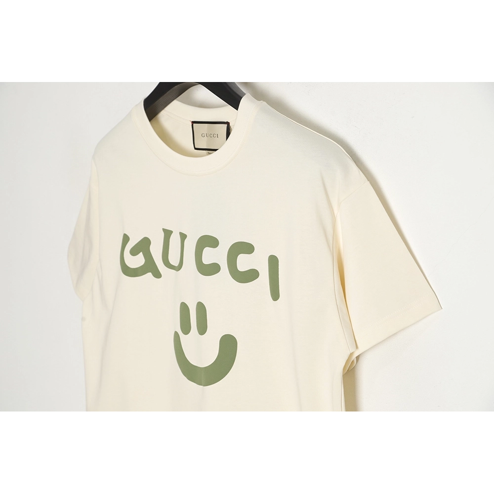 Reps Gucci Reps Gucci 23ss smiley face logo pattern foam three-dimensional printing short-sleeved T-shirt,All order with free sh