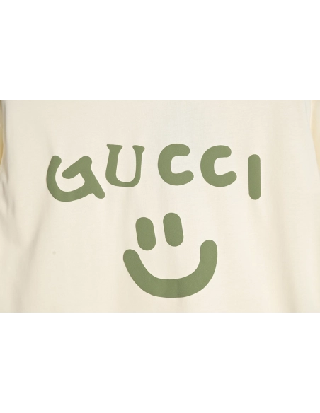 Reps Gucci Reps Gucci 23ss smiley face logo pattern foam three-dimensional printing short-sleeved T-shirt,All order with free sh