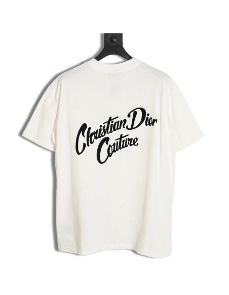 Dior 24SS logo pattern embroidered flocked letter T-shirt,All order with free shipping Dior