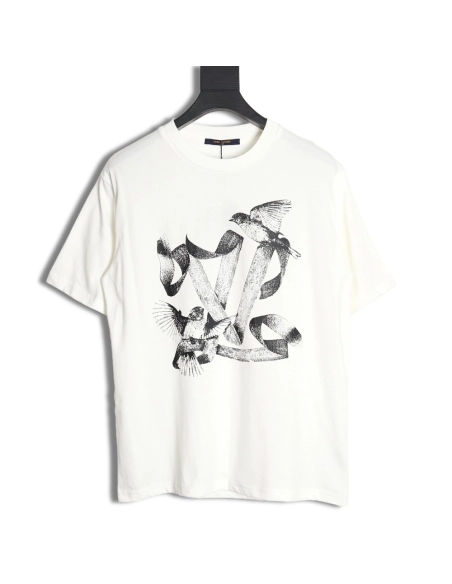 Reps Louis Vuitton 24SS streamer bird print short-sleeved T-shirt,All order with free shipping Reps Louis Vuitton
