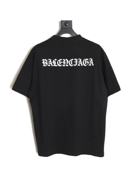 Balenciaga 24SS new Sanskrit back destruction short-sleeved T-shirt,All order with free shipping Balenciaga