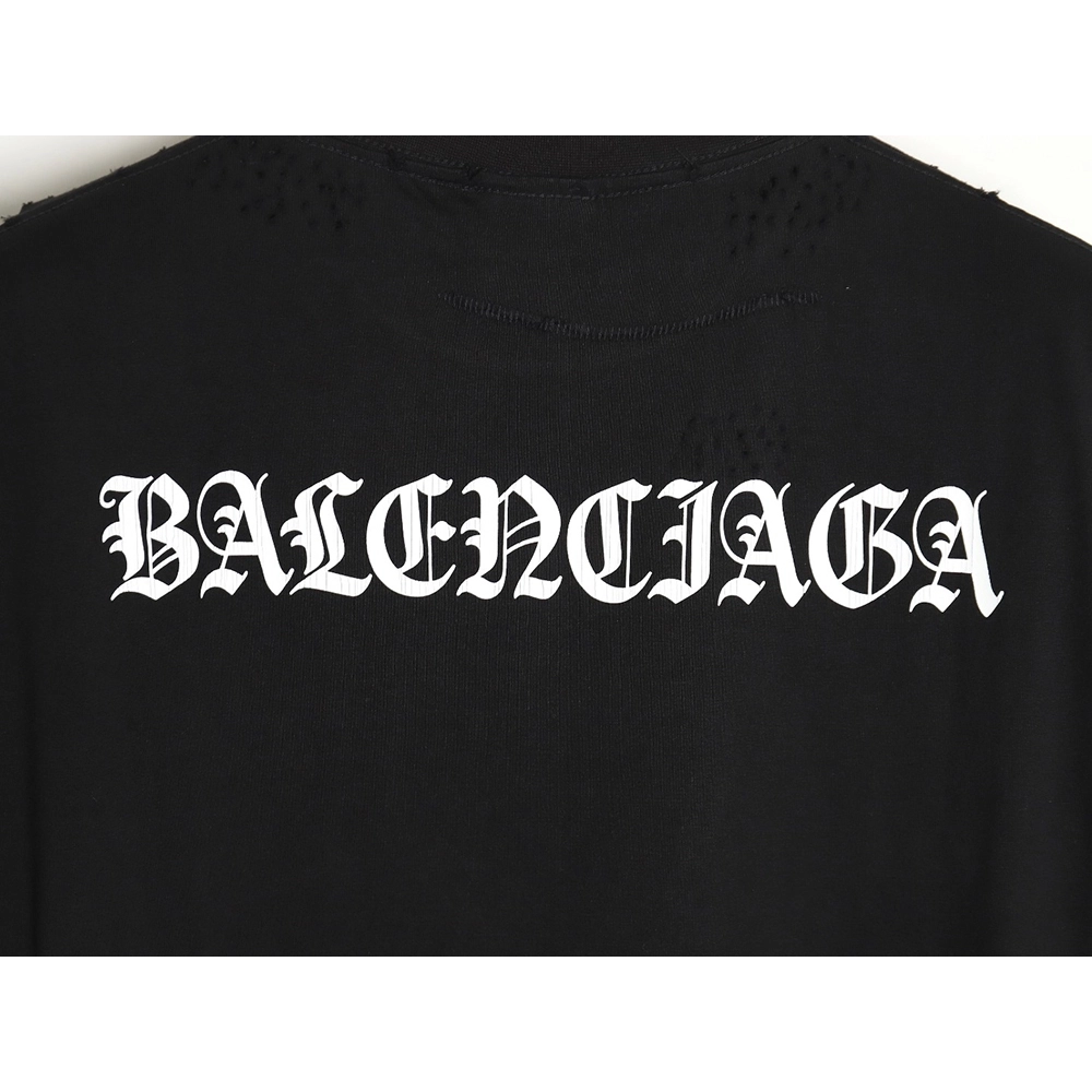 Balenciaga 24SS new Sanskrit back destruction short-sleeved T-shirt,All order with free shipping Balenciaga