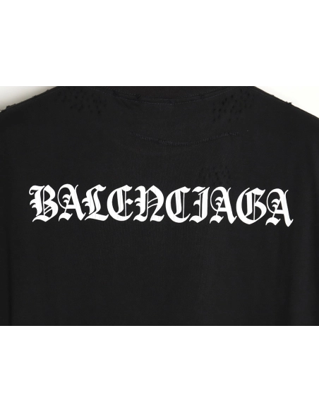 Balenciaga 24SS new Sanskrit back destruction short-sleeved T-shirt,All order with free shipping Balenciaga