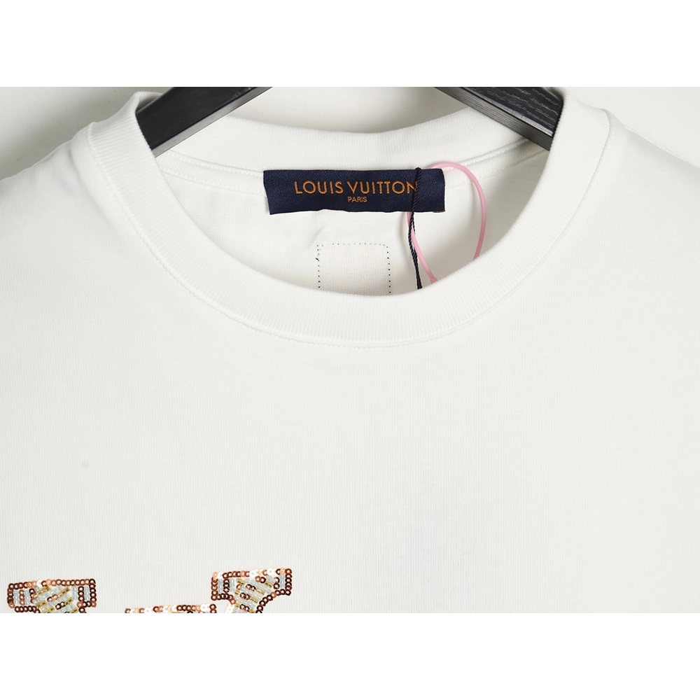 Reps Louis Vuitton Beaded Sequined Embroidered Short Sleeve T-Shirt,All order with free shipping Reps Louis Vuitton
