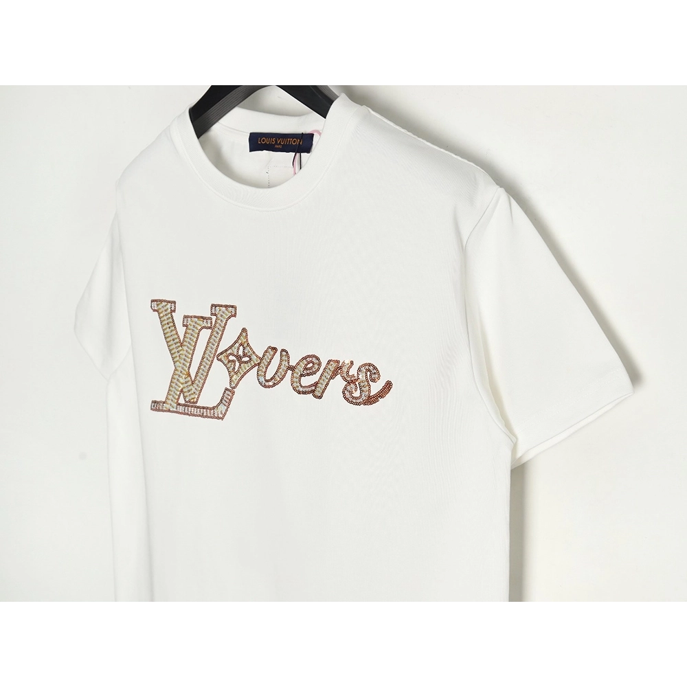 Reps Louis Vuitton Beaded Sequined Embroidered Short Sleeve T-Shirt,All order with free shipping Reps Louis Vuitton