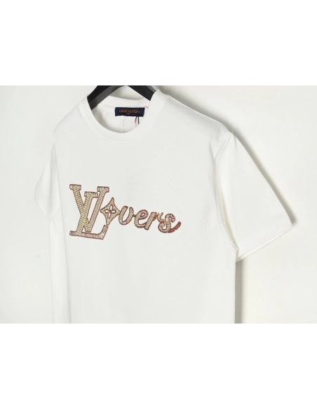 Reps Louis Vuitton Beaded Sequined Embroidered Short Sleeve T-Shirt,All order with free shipping Reps Louis Vuitton