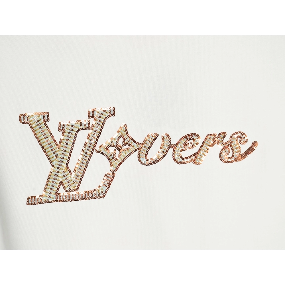 Reps Louis Vuitton Beaded Sequined Embroidered Short Sleeve T-Shirt,All order with free shipping Reps Louis Vuitton