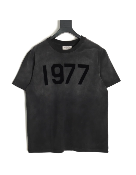 Fear Of God Washed 1977 Flocked Letter Printed Round Neck T-Shirt,All order with free shipping Fear of God