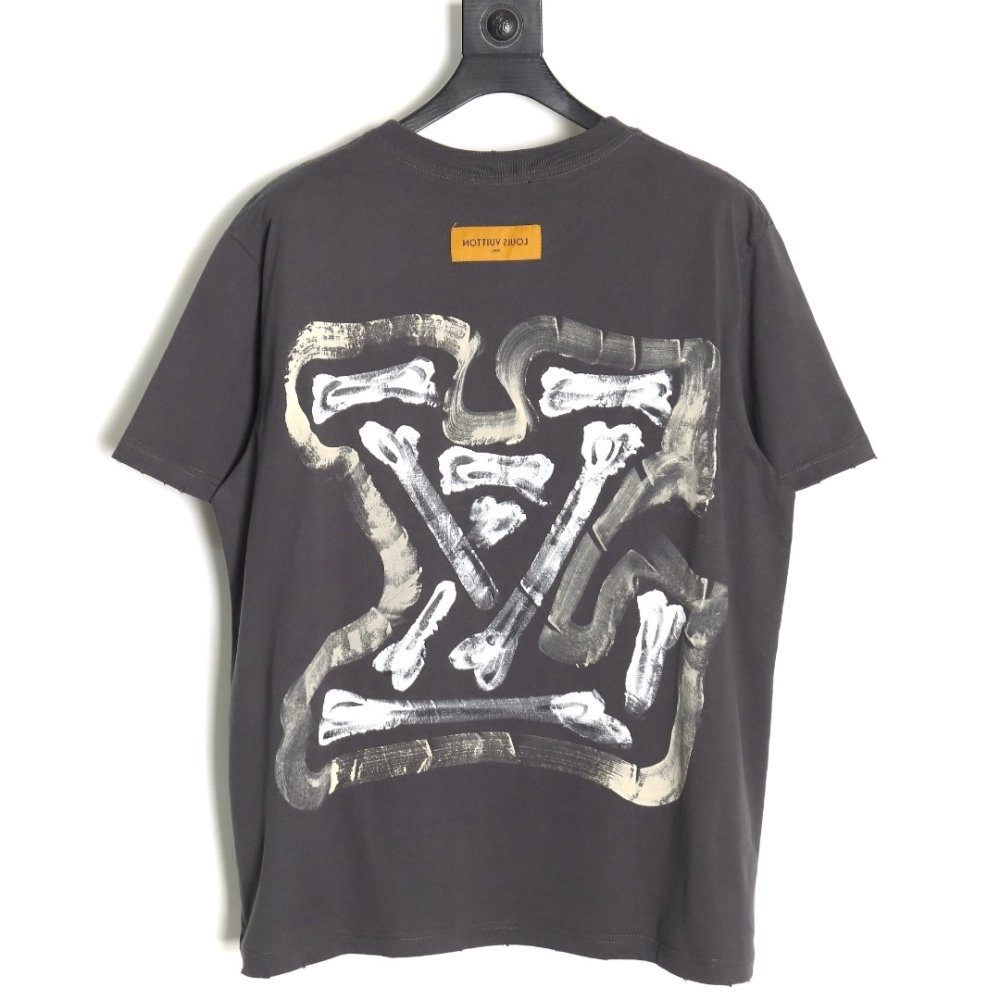 Reps Louis Vuitton washed damaged hand-painted round neck T-shirt,All order with free shipping Reps Louis Vuitton