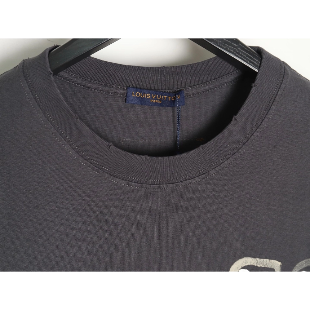 Reps Louis Vuitton washed damaged hand-painted round neck T-shirt,All order with free shipping Reps Louis Vuitton