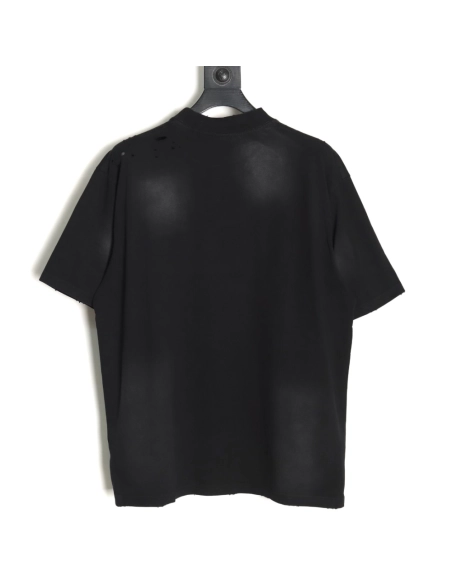 Balenciaga letter foam print washed distressed short-sleeved T-shirt,All order with free shipping Balenciaga