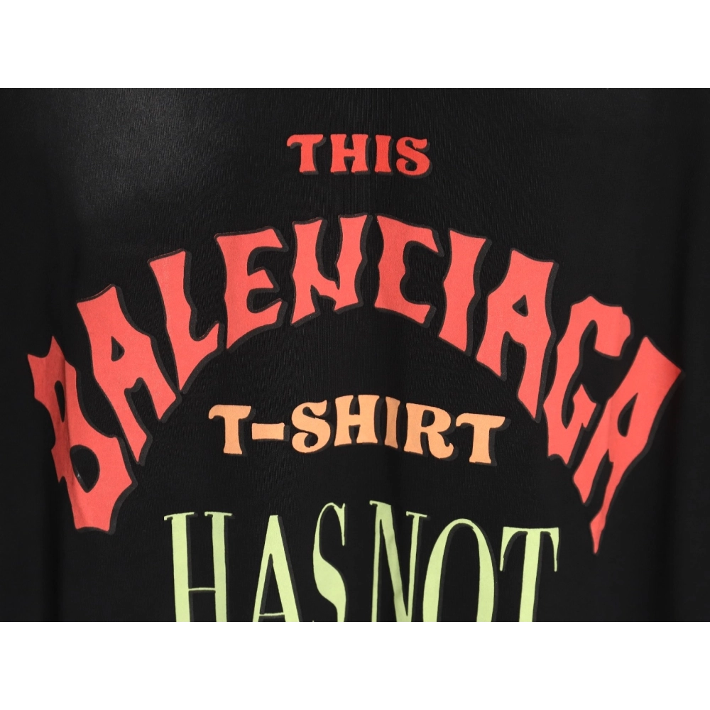 Balenciaga letter foam print washed distressed short-sleeved T-shirt,All order with free shipping Balenciaga