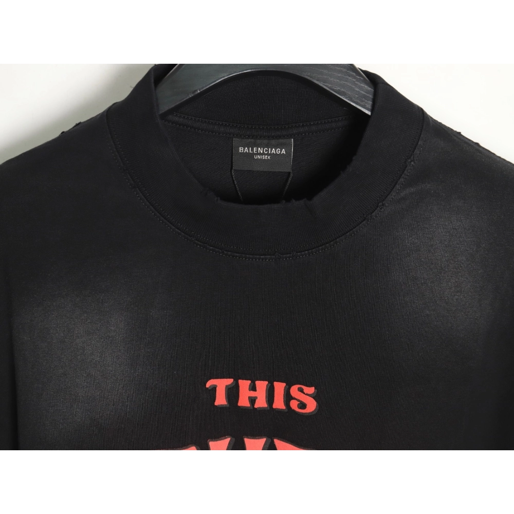 Balenciaga letter foam print washed distressed short-sleeved T-shirt,All order with free shipping Balenciaga