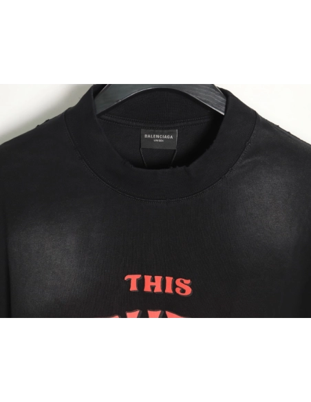 Balenciaga letter foam print washed distressed short-sleeved T-shirt,All order with free shipping Balenciaga