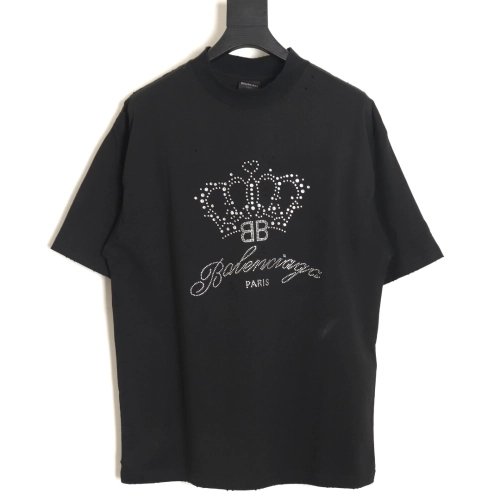 Balenciaga Crown rhinestone short-sleeved T-shirt,All order with free shipping Balenciaga