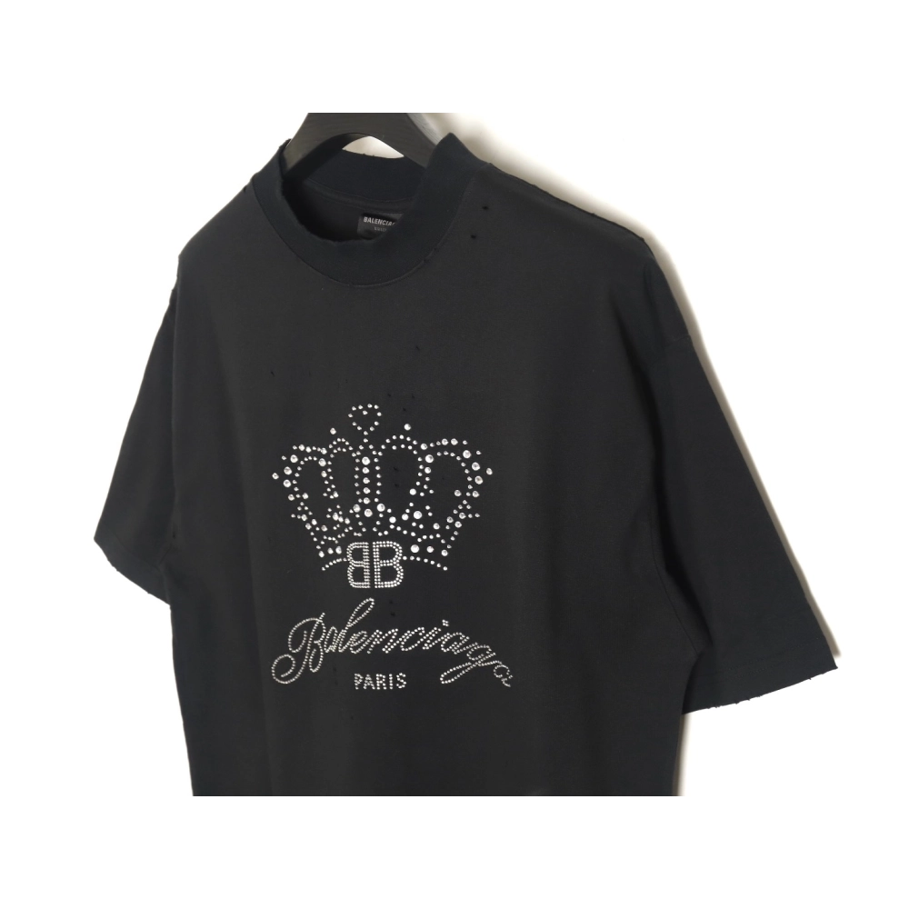 Balenciaga Crown rhinestone short-sleeved T-shirt,All order with free shipping Balenciaga