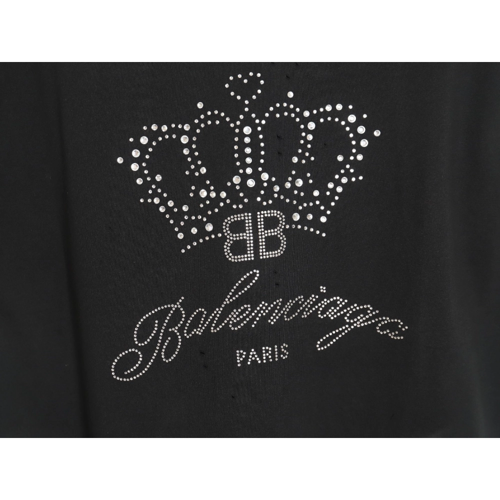 Balenciaga Crown rhinestone short-sleeved T-shirt,All order with free shipping Balenciaga