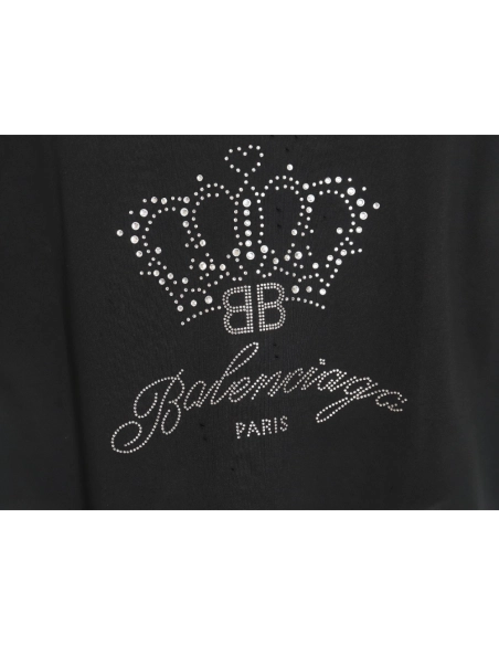 Balenciaga Crown rhinestone short-sleeved T-shirt,All order with free shipping Balenciaga