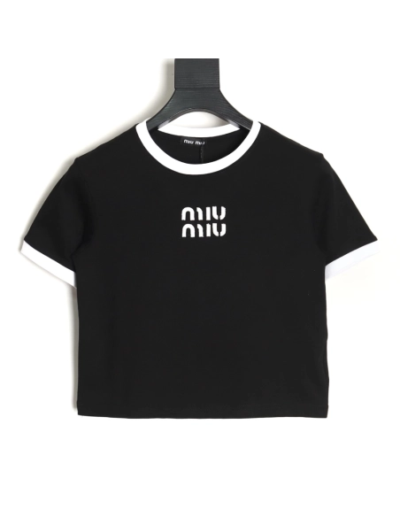 miumiu patch logo short-sleeved T-shirt TSK1,All order with free shipping Miu Miu