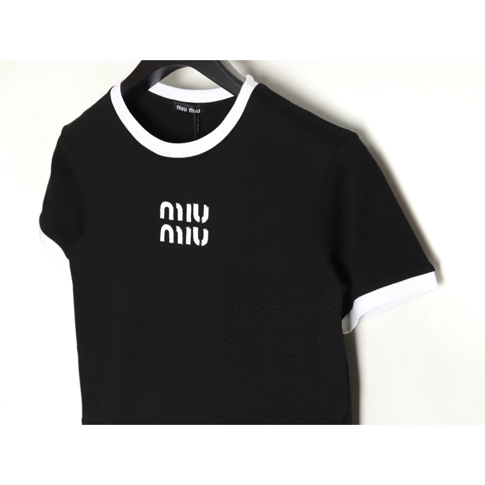 miumiu patch logo short-sleeved T-shirt TSK1,All order with free shipping Miu Miu
