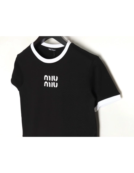 miumiu patch logo short-sleeved T-shirt TSK1,All order with free shipping Miu Miu