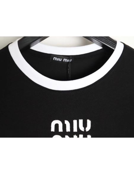 miumiu patch logo short-sleeved T-shirt TSK1,All order with free shipping Miu Miu