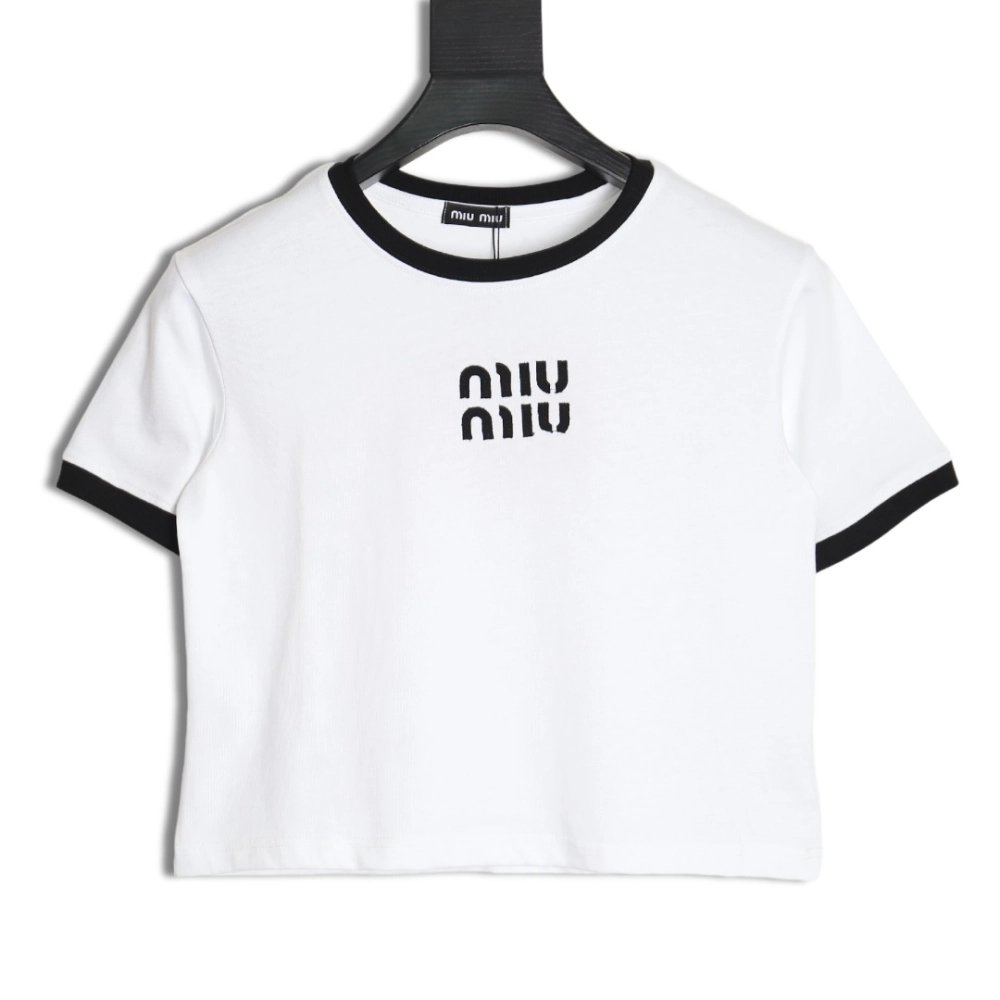 miumiu patch logo short-sleeved T-shirt,All order with free shipping Miu Miu