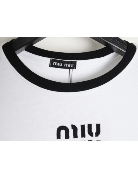 miumiu patch logo short-sleeved T-shirt,All order with free shipping Miu Miu