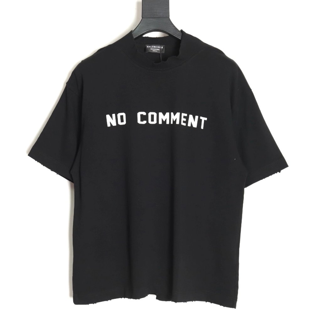 Balenciaga No Comments Cracked Print Washed Ripped Short Sleeve T-shirt TSK1,All order with free shipping Balenciaga
